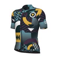 ALÉ Cyklistický dres s krátkým rukávem - PR-E GAMES - tyrkysová/fialová/žlutá 5XL