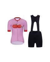 RIVANELLE BY HOLOKOLO Cyklistický krátký dres a krátké kalhoty - FRUIT LADY  - růžová/červená/černá