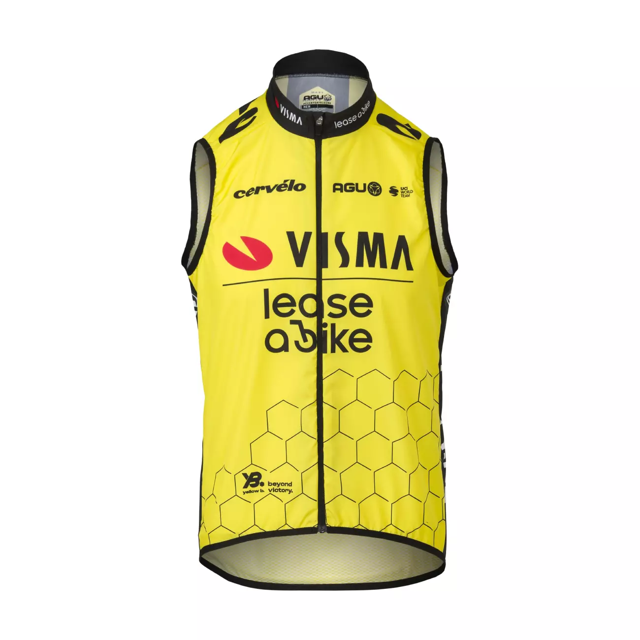 AGU Cyklistická vesta - REPLICA VISMA | LEASE A BIKE 2024 - žlutá/černá 2XL