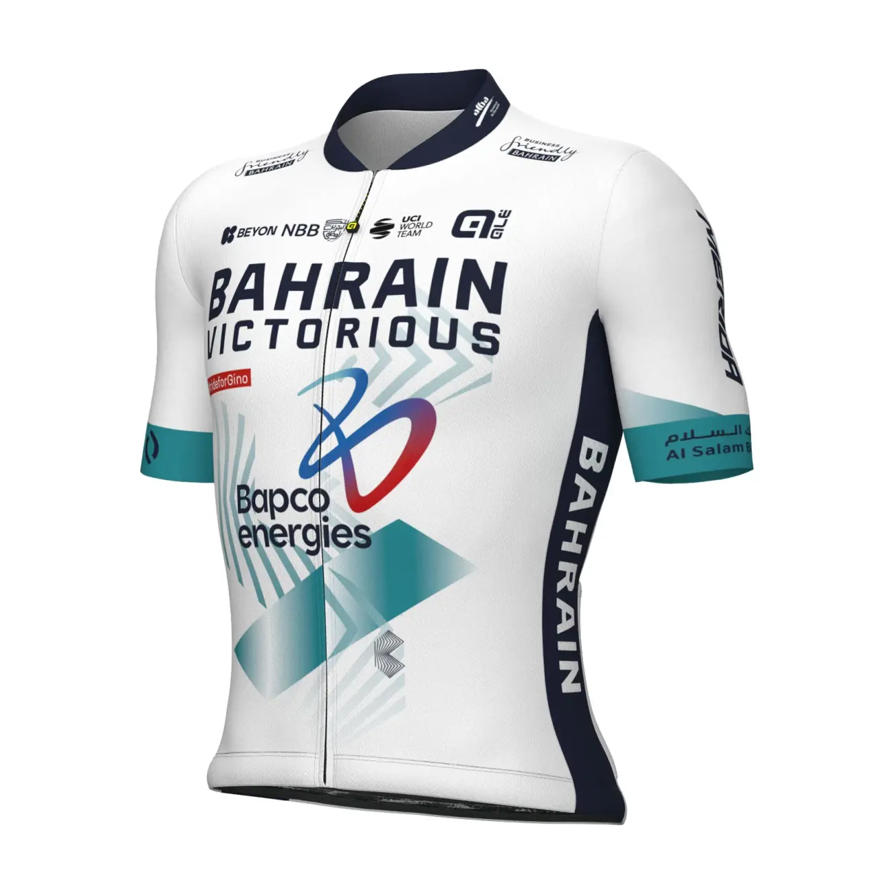 ALÉ Cyklistický dres s krátkým rukávem - BAHRAIN VICTORIOUS 2024 - bílá/modrá 3XL