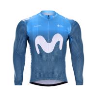 BONAVELO Cyklistický dres s dlouhým rukávem zimní - MOVISTAR 2020 WINTER - bílá/modrá XS