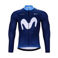 BONAVELO Cyklistický dres s dlouhým rukávem zimní - MOVISTAR 2024 WINTER - bílá/modrá