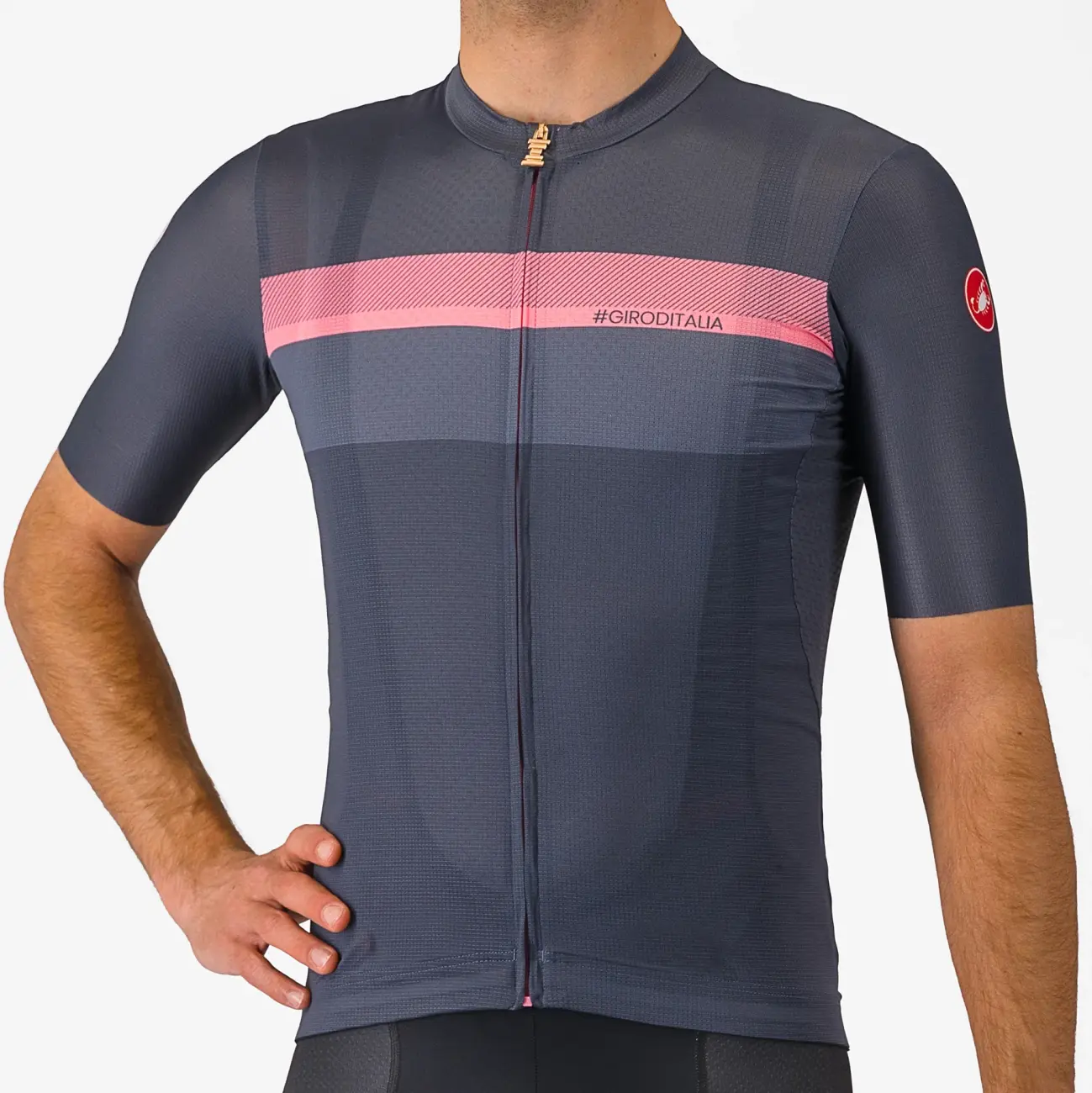 CASTELLI Cyklistický dres s krátkým rukávem - GIRO VELOCE - modrá/růžová 3XL