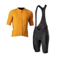 CASTELLI Cyklistický krátký dres a krátké kalhoty - ENDURANCE ELITE - oranžová/černá