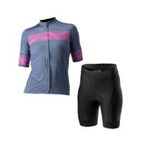 CASTELLI Cyklistický krátký dres a krátké kalhoty - FENICE LADY - černá/modrá/růžová
