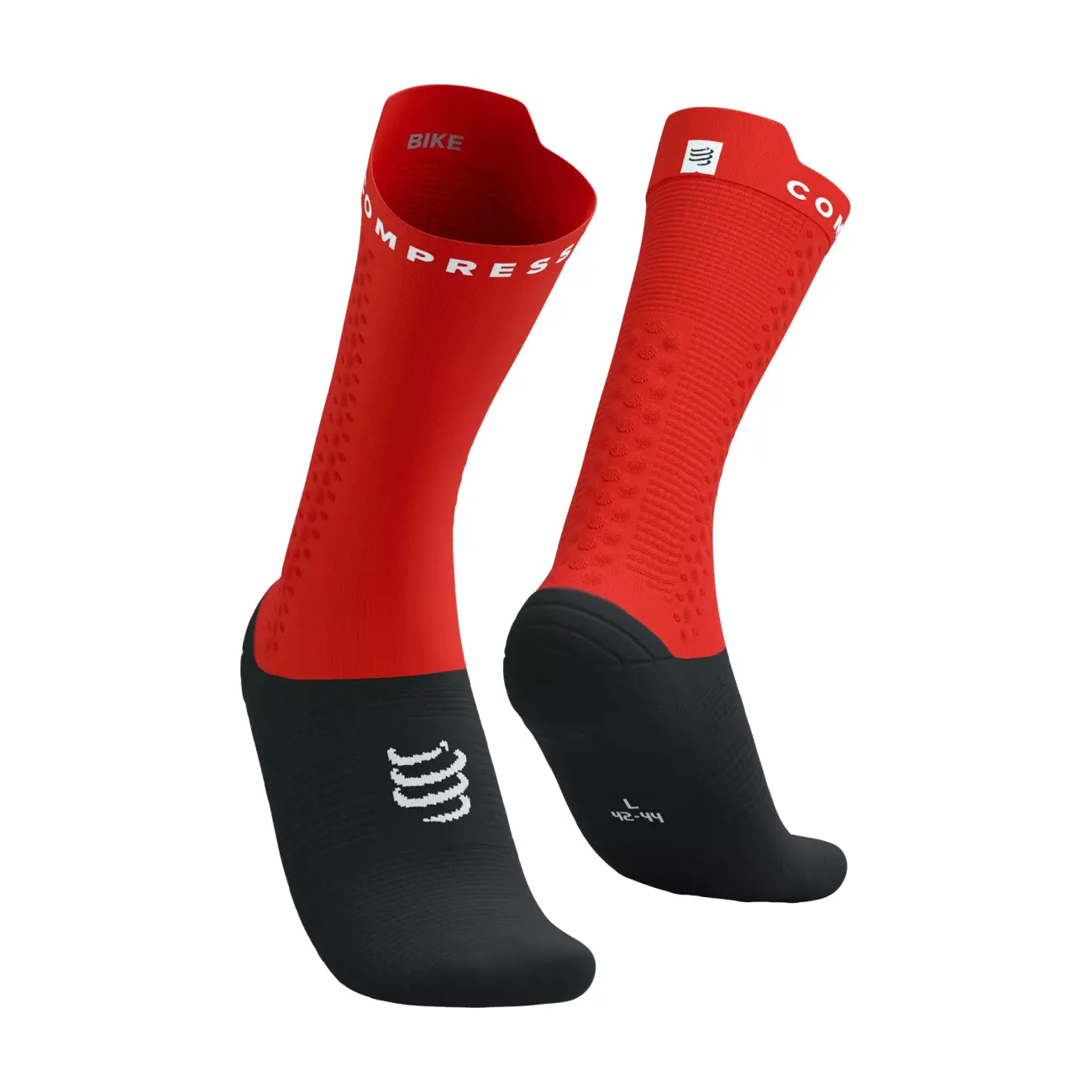 COMPRESSPORT Cyklistické ponožky klasické - PRO RACING V4.0 BIKE - černá/červená 42-44