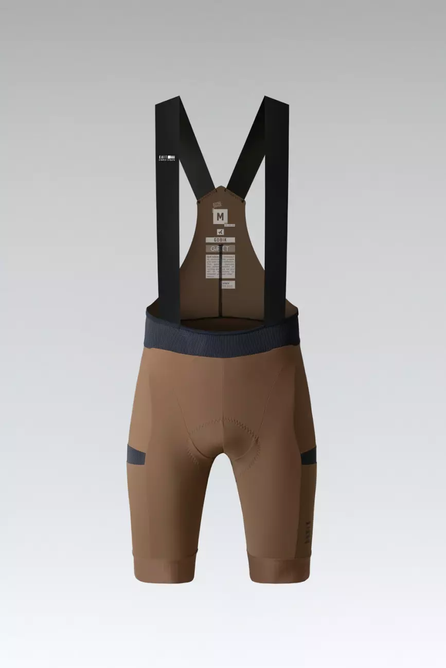 GOBIK Cyklistické kalhoty krátké s laclem - GRIT 2.0 K10 - hnědá M