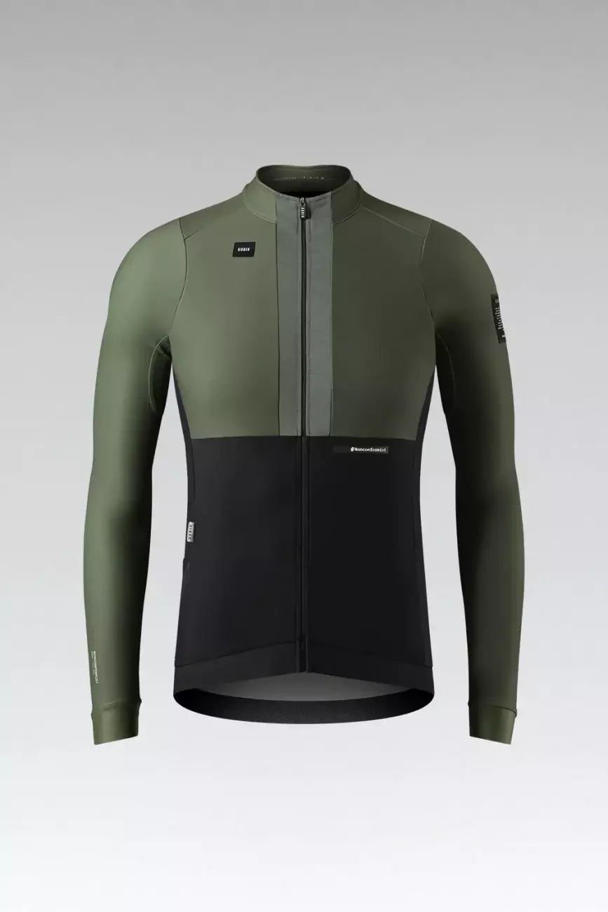 GOBIK Cyklistický dres s dlouhým rukávem zimní - HYDER BLEND - zelená/černá L