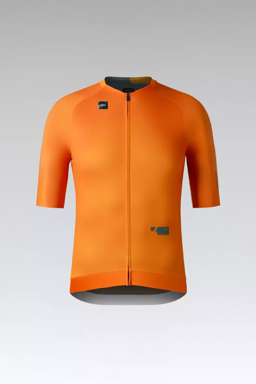 GOBIK Cyklistický dres s krátkým rukávem - CX PRO 3.0 - oranžová/zelená L