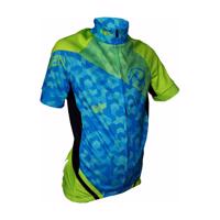 HAVEN Cyklistický dres s krátkým rukávem - SINGLETRAIL KID - modrá/zelená 130 cm