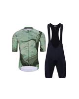 HOLOKOLO Cyklistický krátký dres a krátké kalhoty - FOREST  - oranžová/zelená/hnědá