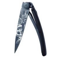 Kapesní nůž Deejo 1GB134 Black Tattoo 37g, biker, ebony wood, Ride or Die