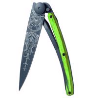 Kapesní nůž Deejo 1GB146 Black tattoo 37g, green beech, Versailles