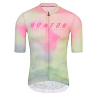 MONTON Cyklistický dres s krátkým rukávem - MORNINGGLOW - světle zelená/fialová/růžová S