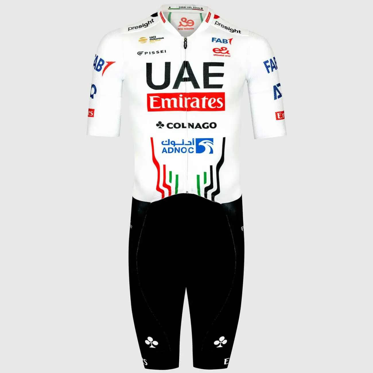 PISSEI Cyklistická kombinéza - UAE TEAM EMIRATES 2024 - bílá/černá XL