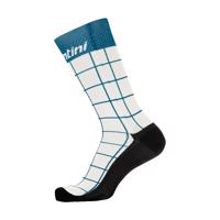 SANTINI Cyklistické ponožky klasické - DINAMO MEDIUM - bílá/modrá XS