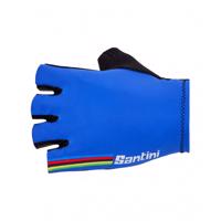 SANTINI Cyklistické rukavice krátkoprsté - UCI RAINBOW - duhová/modrá