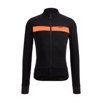 SANTINI Cyklistický dres s dlouhým rukávem zimní - ADAPT WOOL  - oranžová/černá XL