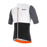 SANTINI Cyklistický dres s krátkým rukávem - REDUX ISTINTO - bílá/šedá/černá