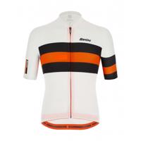 SANTINI Cyklistický dres s krátkým rukávem - SLEEK BENGAL - bílá/oranžová/černá 2XL