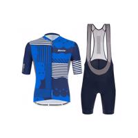 SANTINI Cyklistický krátký dres a krátké kalhoty - DELTA OPTIC - modrá/bílá