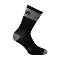 SIX2 Cyklistické ponožky klasické - SHORT LOGO - šedá/černá