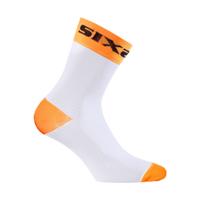 SIX2 Cyklistické ponožky klasické - WHITE SHORT - bílá/oranžová 35-38