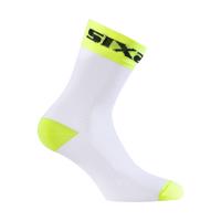 SIX2 Cyklistické ponožky klasické - WHITE SHORT - bílá/žlutá 35-38