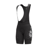 ALÉ Cyklistické kalhoty krátké s laclem - PRR SKULL LADY - černá