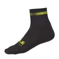 ALÉ Cyklistické ponožky klasické - LOGO Q-SKIN  - černá/žlutá S