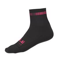 ALÉ Cyklistické ponožky klasické - LOGO Q-SKIN  - růžová/černá L