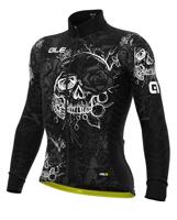 ALÉ Cyklistický dres s dlouhým rukávem zimní - SKULL WINTER - černá/bílá 3XL