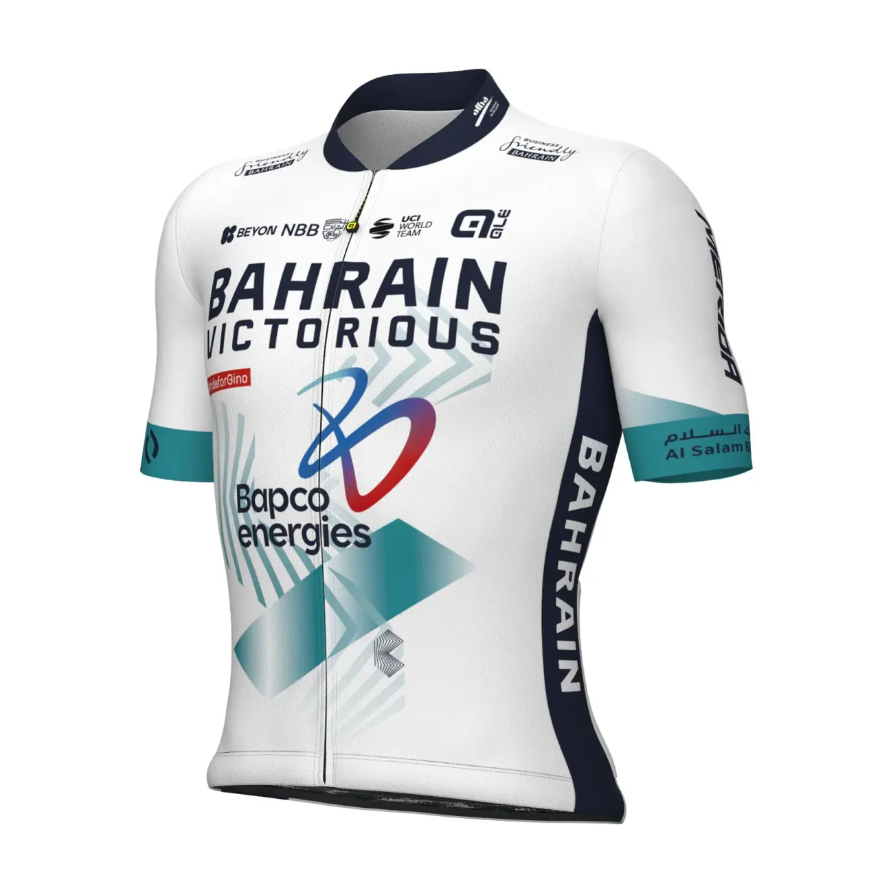 ALÉ Cyklistický dres s krátkým rukávem - BAHRAIN VICTORIOUS 2025 - bílá/modrá 4XL