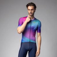 ALÉ Cyklistický dres s krátkým rukávem - PR-E AURORA - modrá/fialová L