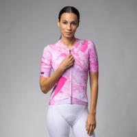 ALÉ Cyklistický dres s krátkým rukávem - PR-E MARBLE - růžová/bílá S