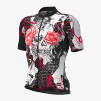 ALÉ Cyklistický dres s krátkým rukávem - SKULL - červená/bílá/černá