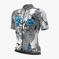 ALÉ Cyklistický dres s krátkým rukávem - SKULL - šedá/světle modrá 3XL