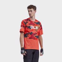 ALÉ Cyklistický dres s krátkým rukávem - STAIN OFF ROAD MTB - červená/hnědá/šedá
