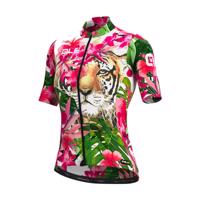 ALÉ Cyklistický dres s krátkým rukávem - TIGER LADY - zelená/růžová