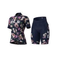 ALÉ Cyklistický krátký dres a krátké kalhoty - FIORI LADY - fialová/modrá
