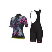 ALÉ Cyklistický krátký dres a krátké kalhoty - PR-S GARDEN LADY - černá/modrá/růžová
