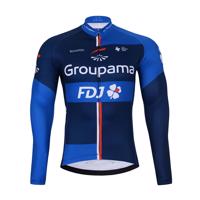 BONAVELO Cyklistický dres s dlouhým rukávem zimní - FDJ 2024 WINTER - černá/modrá 3XL