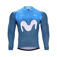 BONAVELO Cyklistický dres s dlouhým rukávem zimní - MOVISTAR 2020 WINTER - bílá/modrá