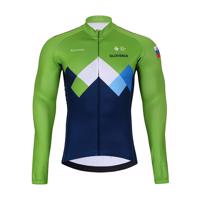 BONAVELO Cyklistický dres s dlouhým rukávem zimní - SLOVENIA - modrá/zelená 5XL