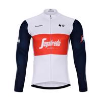 BONAVELO Cyklistický dres s dlouhým rukávem zimní - TREK 2021 WINTER - modrá/bílá/červená S