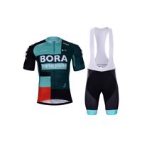 BONAVELO Cyklistický krátký dres a krátké kalhoty - BORA 2022 - červená/černá/zelená
