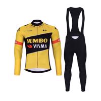 BONAVELO Cyklistický zimní dres a kalhoty - JUMBO-VISMA 2023 WNT - žlutá/černá
