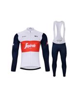 BONAVELO Cyklistický zimní dres a kalhoty - TREK 2021 WINTER - červená/bílá/modrá