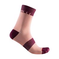 CASTELLI Cyklistické ponožky klasické - VELOCISSIMA 12 LADY - bordó/růžová