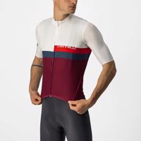 CASTELLI Cyklistický dres s krátkým rukávem - A BLOCCO - červená/modrá/bordó/béžová 2XL